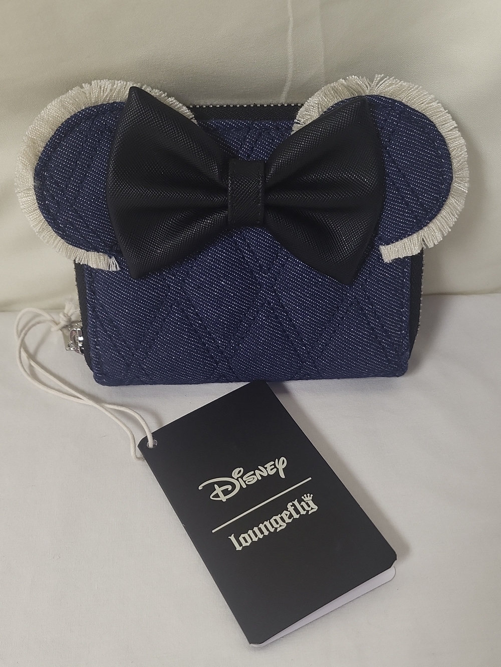 Loungefly Navy Blue Minnie Ear Quilted Wallet with Black Bow